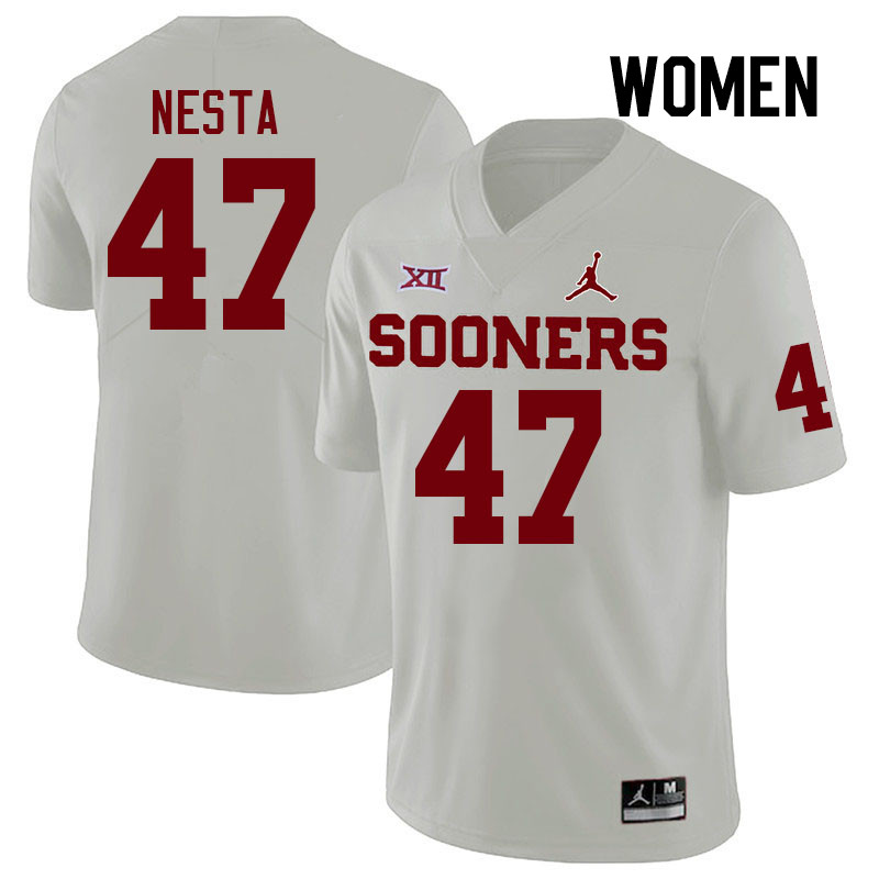 Women #47 James Nesta Oklahoma Sooners College Football Jerseys Stitched-White